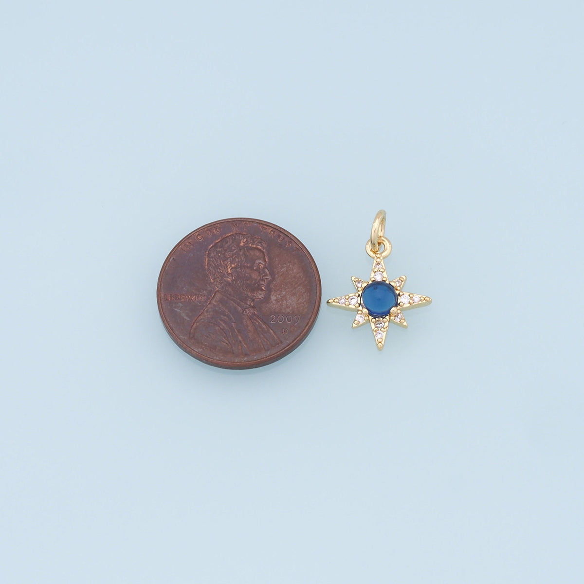 Gold Star Charms,18K Gold Filled Starburst Pendant,CZ North Star Charm Bracelet Necklace for DIY Jewelry Making Supply
