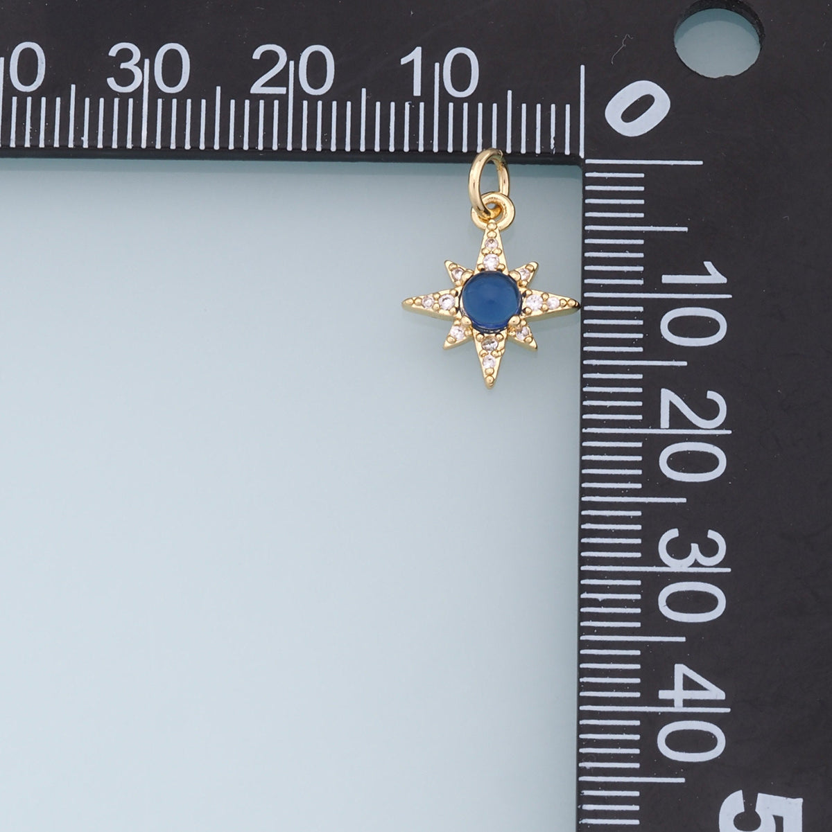 Gold Star Charms,18K Gold Filled Starburst Pendant,CZ North Star Charm Bracelet Necklace for DIY Jewelry Making Supply