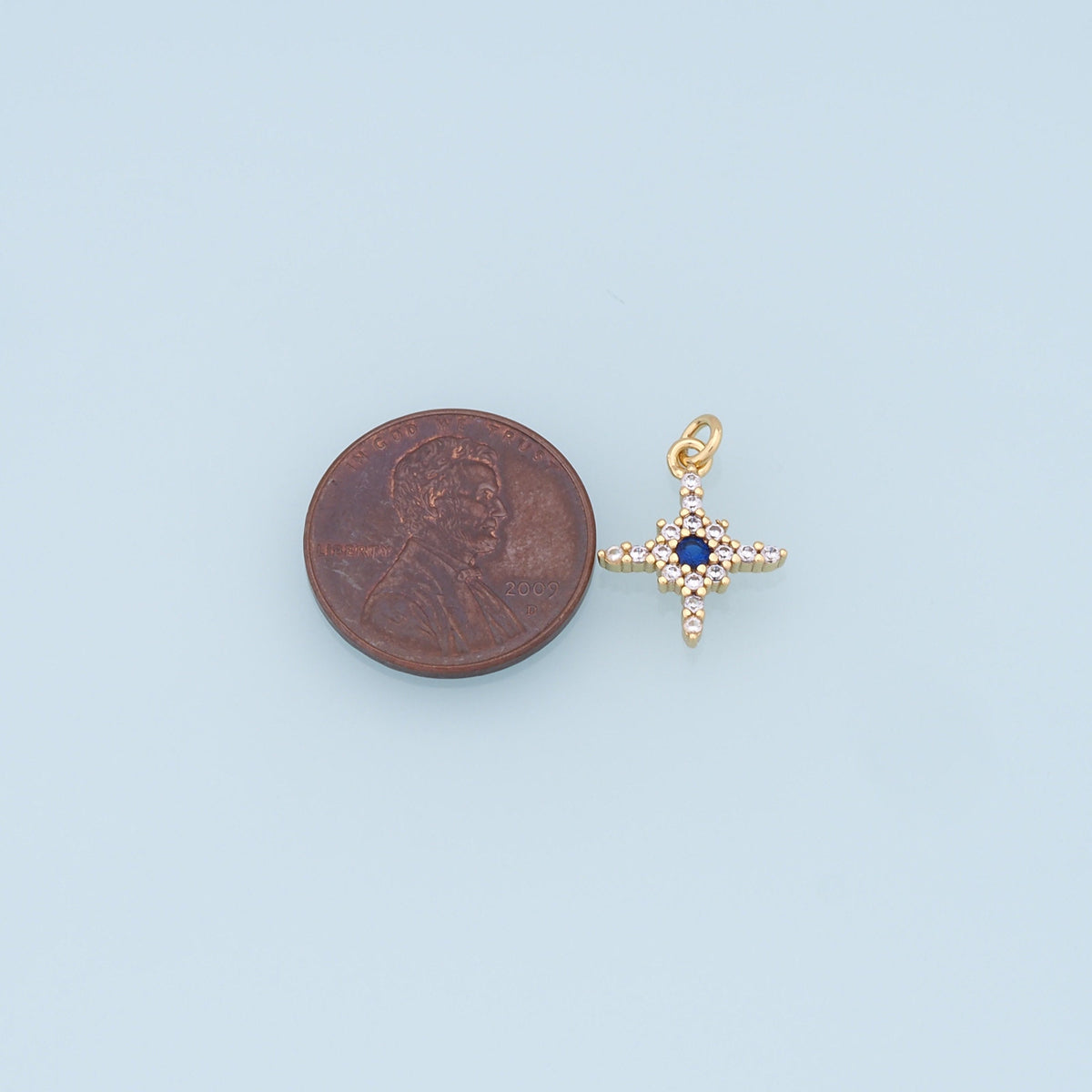Gold Star Charms,18K Gold Filled Starburst Pendant,CZ Black North Star Charm Bracelet Necklace for DIY Jewelry Making Supply