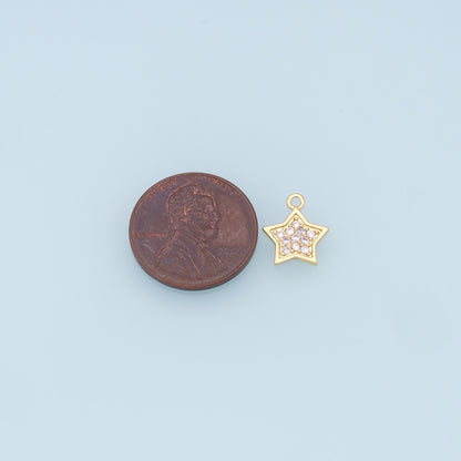 18K Gold Filled Star Pendant,CZ Micro Pave Star Charm Bracelet Necklace for DIY Jewelry Making Supply