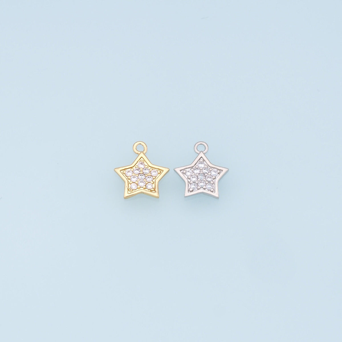18K Gold Filled Star Pendant,CZ Micro Pave Star Charm Bracelet Necklace for DIY Jewelry Making Supply