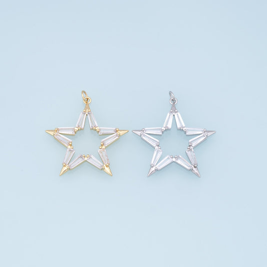18K Gold Filled Star Pendant, Star Charm Bracelet Necklace for DIY Jewelry Making Supply