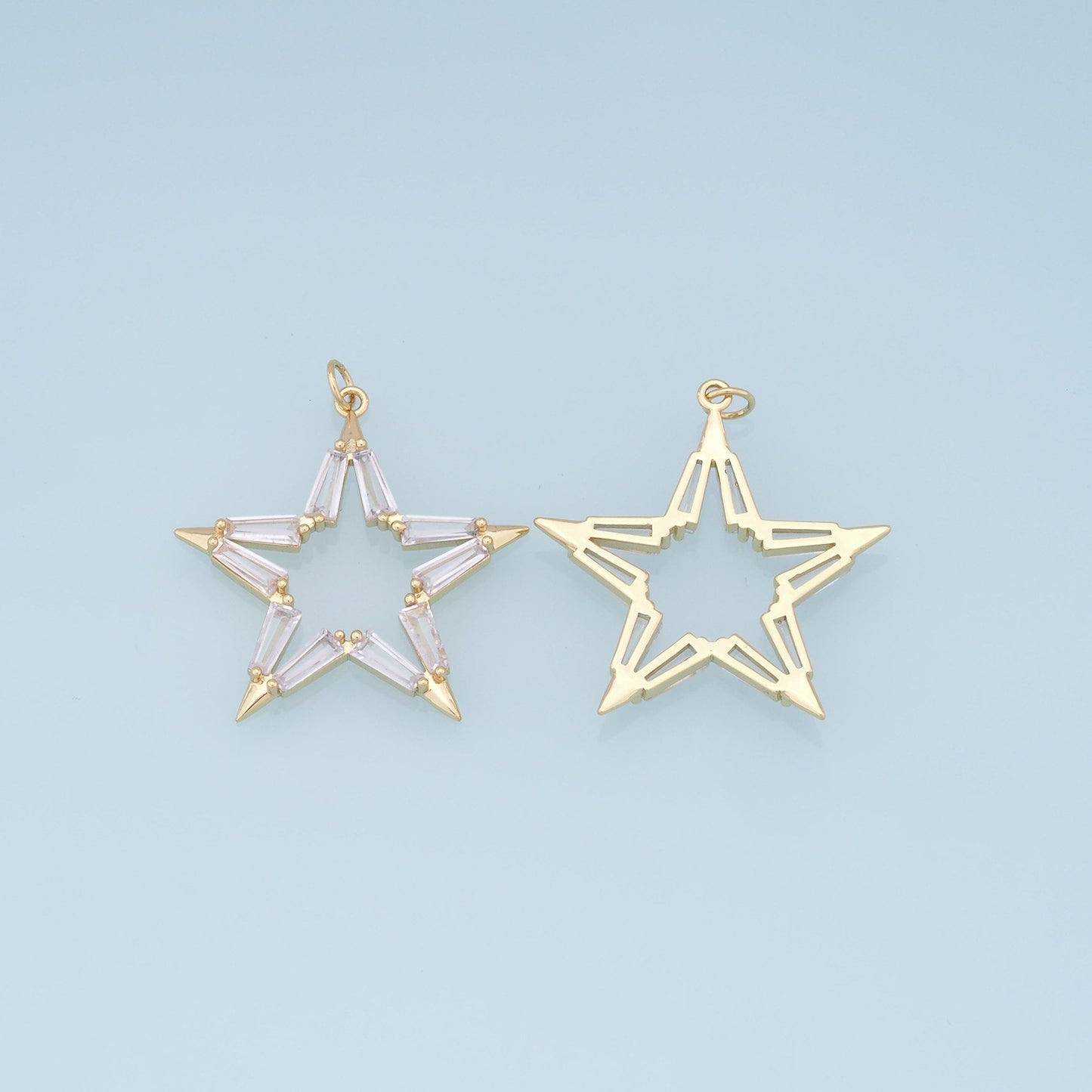 18K Gold Filled Star Pendant, Star Charm Bracelet Necklace for DIY Jewelry Making Supply