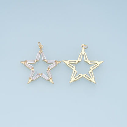 18K Gold Filled Star Pendant, Star Charm Bracelet Necklace for DIY Jewelry Making Supply