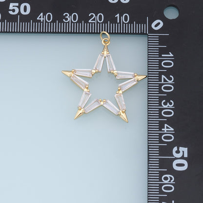 18K Gold Filled Star Pendant, Star Charm Bracelet Necklace for DIY Jewelry Making Supply
