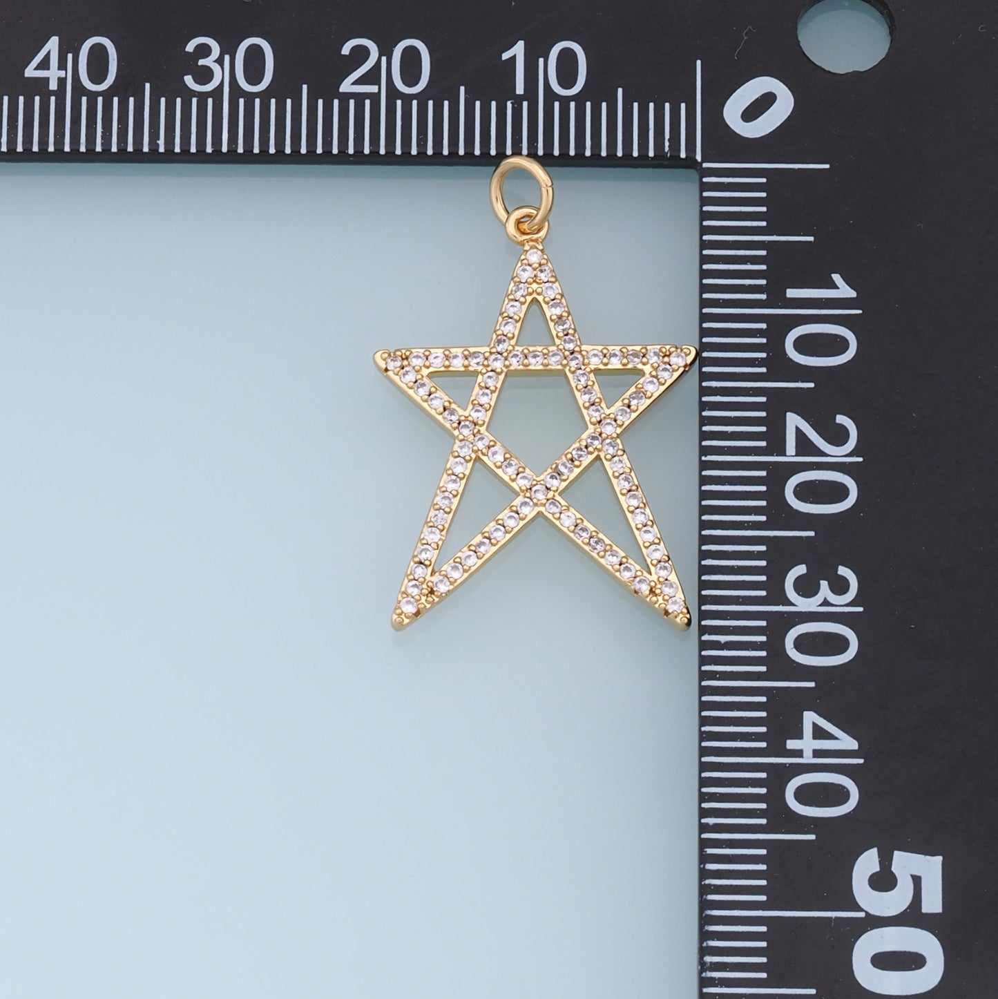 Gold David Star Charms,18K Gold Filled CZ Micro Pave Star Pendant,Star Charm Bracelet Necklace for DIY Jewelry Making Supply