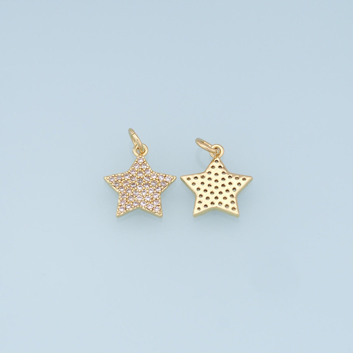 18K Gold Filled Star Pendant,CZ Micro Pave Star Charm Bracelet Necklace for DIY Jewelry Making Supply