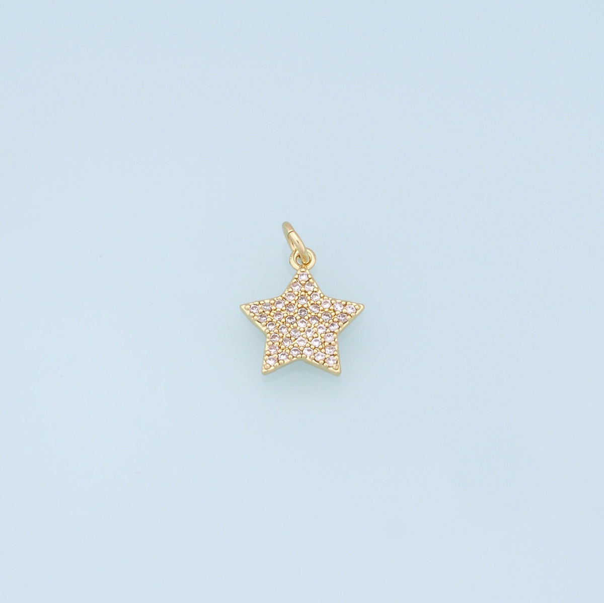 18K Gold Filled Star Pendant,CZ Micro Pave Star Charm Bracelet Necklace for DIY Jewelry Making Supply
