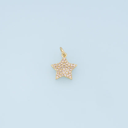 18K Gold Filled Star Pendant,CZ Micro Pave Star Charm Bracelet Necklace for DIY Jewelry Making Supply
