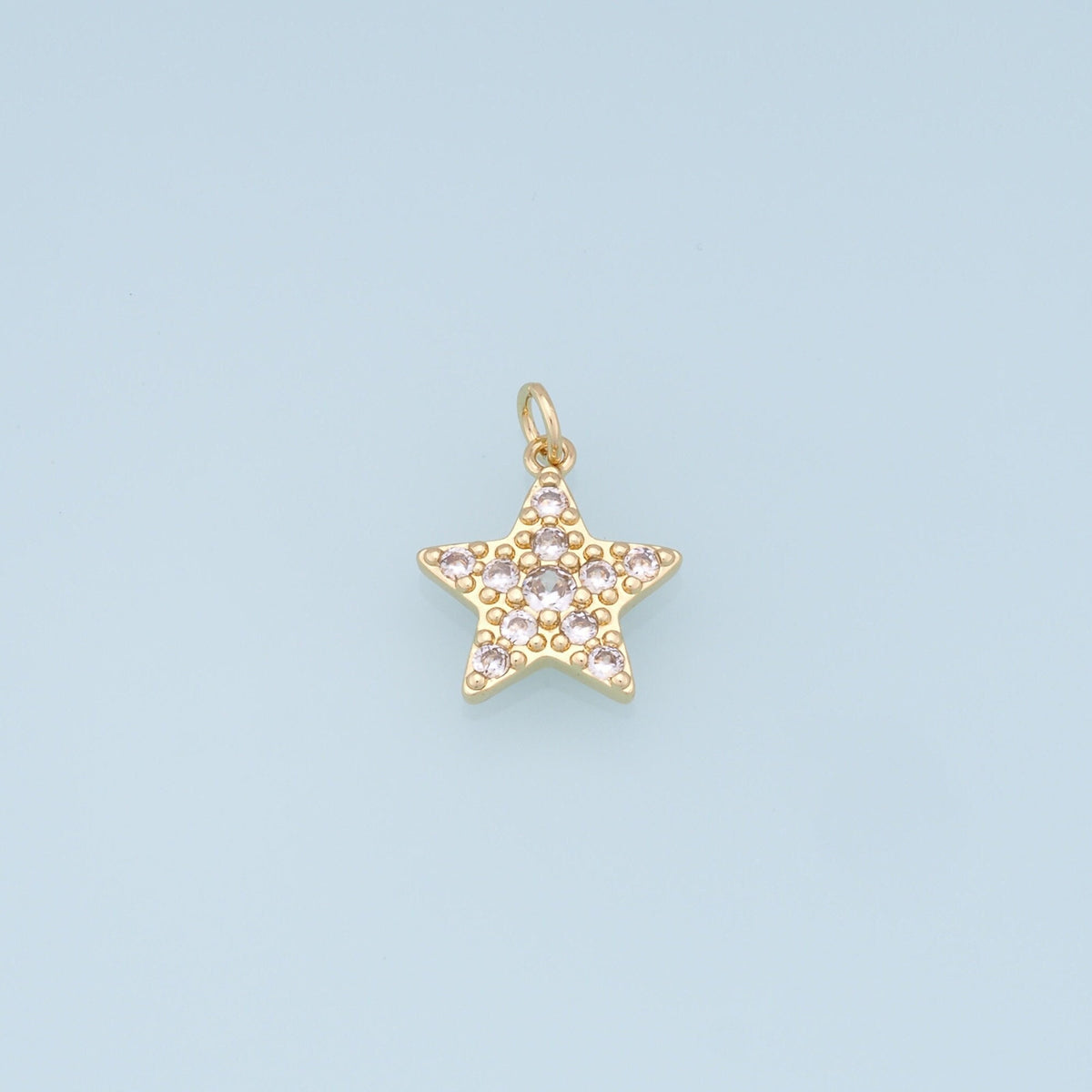 18K Gold Filled Star Pendant,CZ Micro Pave Star Charm Bracelet Necklace for DIY Jewelry Making Supply