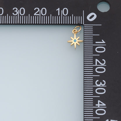 Gold Star Charms,18K Gold Filled Starburst Pendant,CZ North Star Charm Bracelet Necklace for DIY Jewelry Making Supply