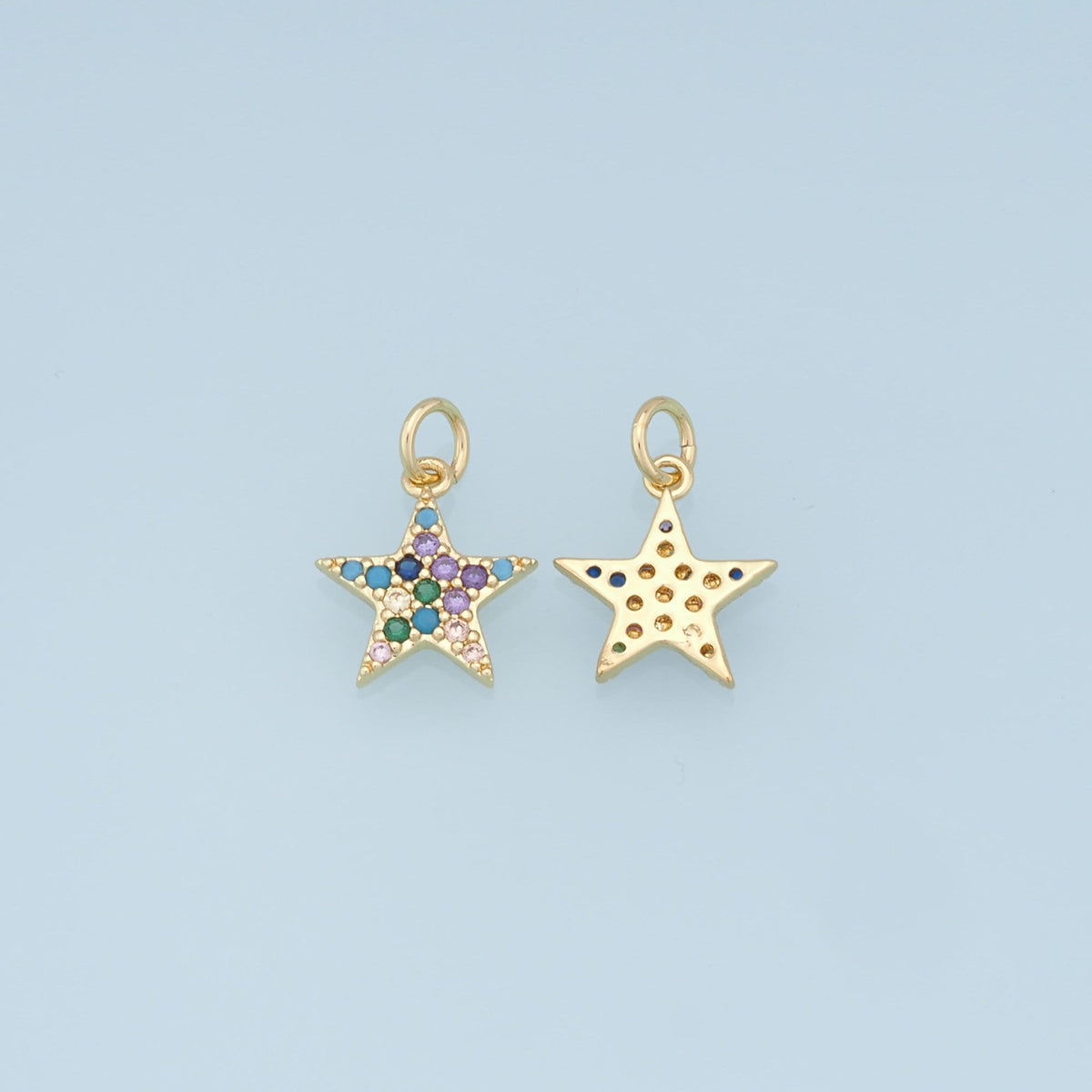 18K Gold Filled Star Pendant,CZ Micro Pave Star Charm Bracelet Necklace for DIY Jewelry Making Supply