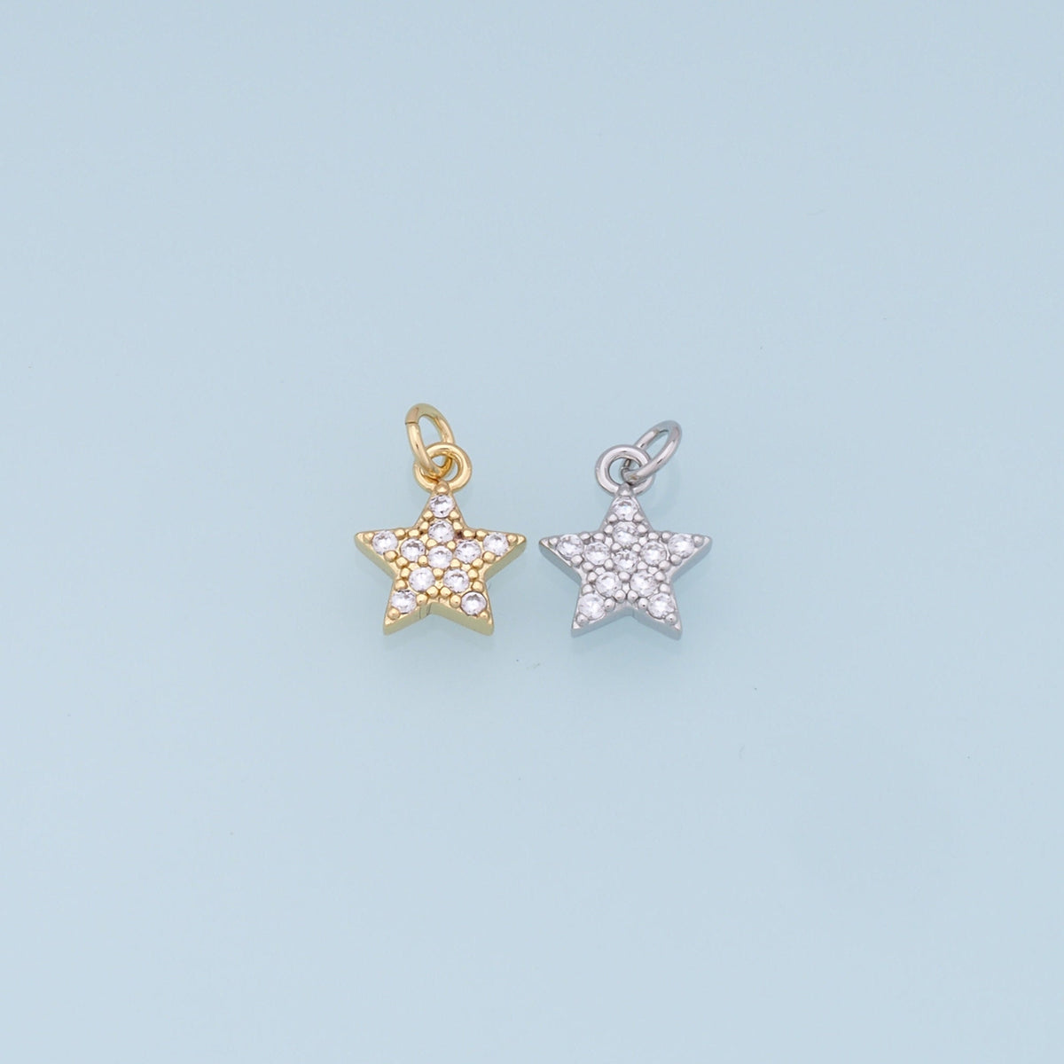 18K Gold Filled Star Pendant,CZ Micro Pave Star Charm Bracelet Necklace for DIY Jewelry Making Supply