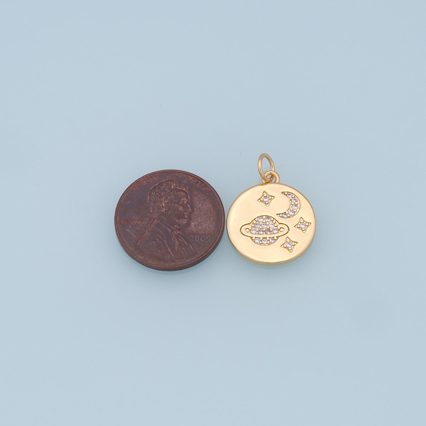 Gold Saturn Charms,18K Gold Filled Saturn Pendant,Stars Moon Charm Bracelet Necklace for DIY Jewelry Making Supply
