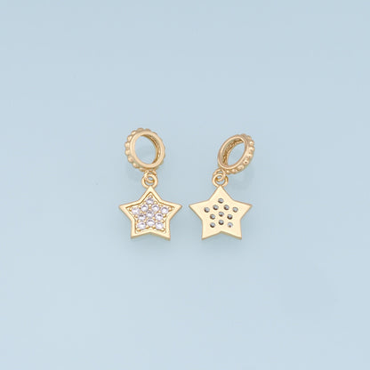 18K Gold Filled Star CZ Charm Pendant for Jewelry Making