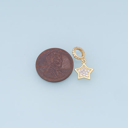 18K Gold Filled Star CZ Charm Pendant for Jewelry Making
