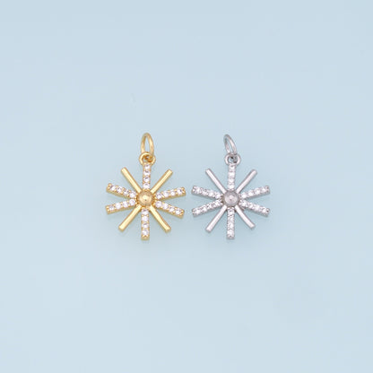 Gold Star Charms,18K Gold Filled Starburst Pendant,CZ North Star Charm Bracelet Necklace for DIY Jewelry Making Supply