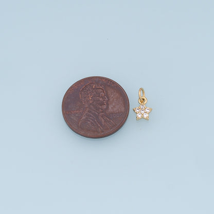 18K Gold Filled Star Pendant,CZ Micro Pave Star Charm Bracelet Necklace for DIY Jewelry Making Supply