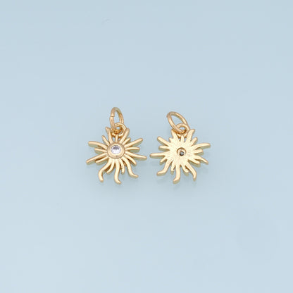 18K Gold Filled Sun Charm Pendant for Jewelry Making