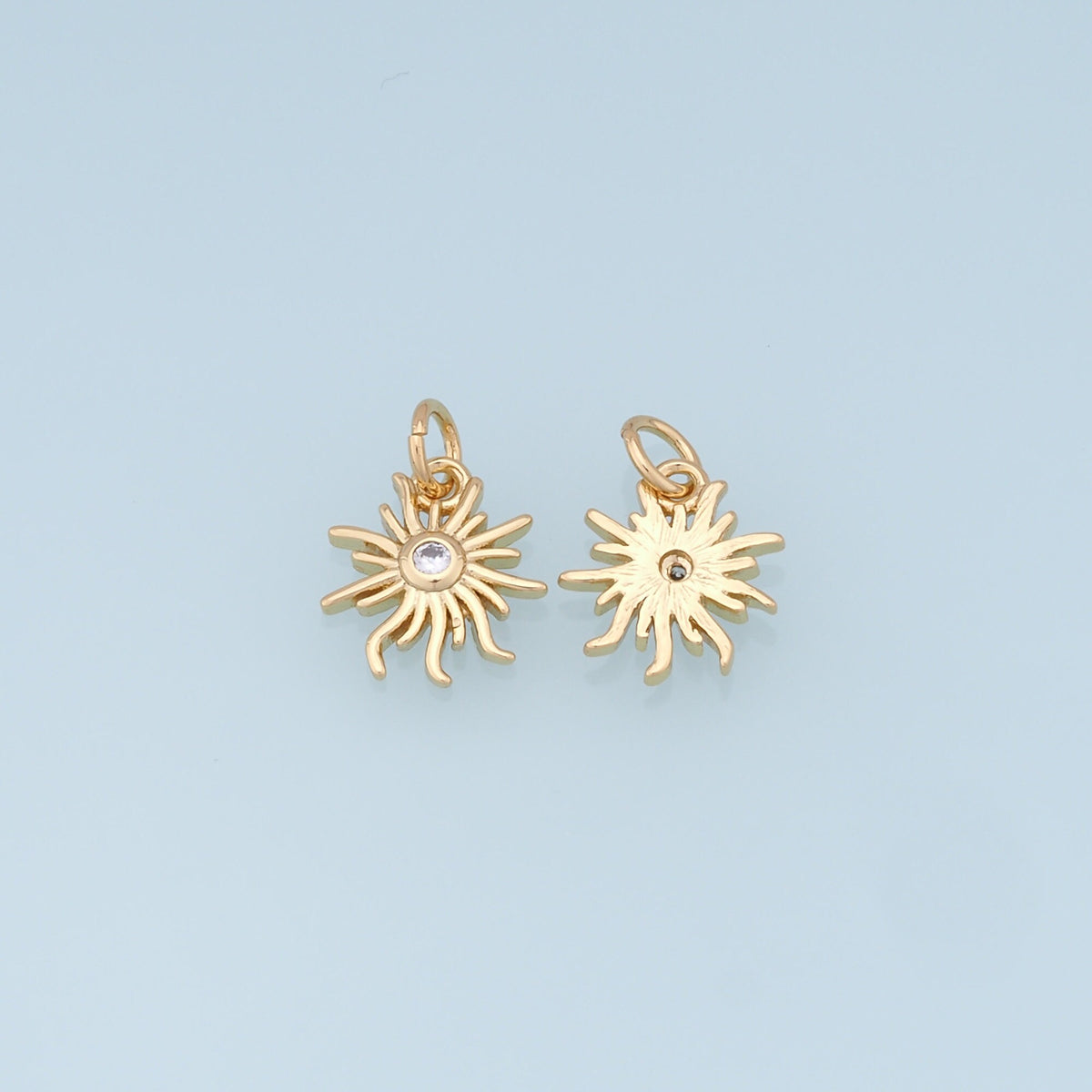 Gold Sun Charms,18K Gold Filled Sun Pendant,celestial  Charm Bracelet Necklace for DIY Jewelry Making Supply