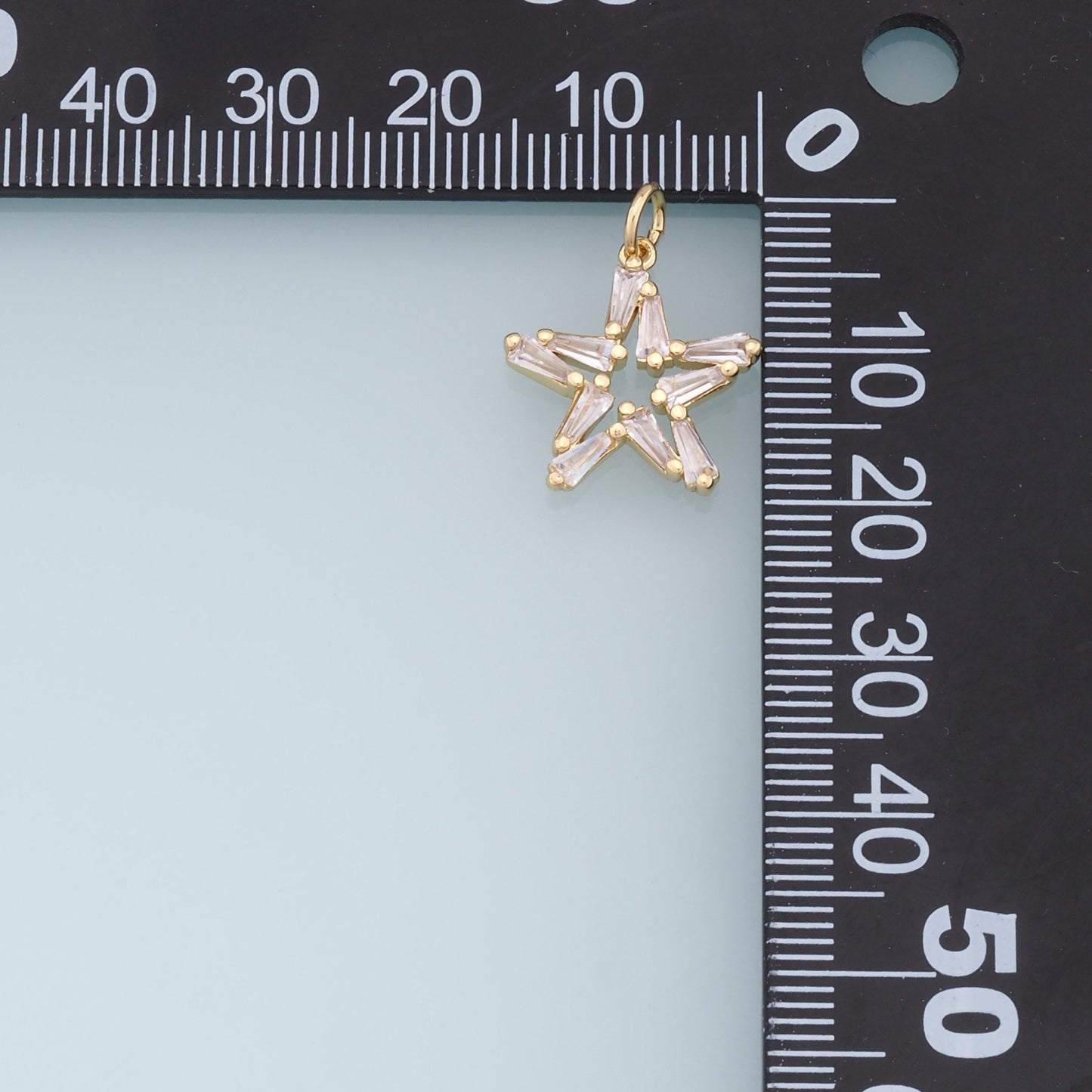18K Gold Filled Star Pendant,Micro Pave Star Charm Bracelet Necklace for DIY Jewelry Making Supply