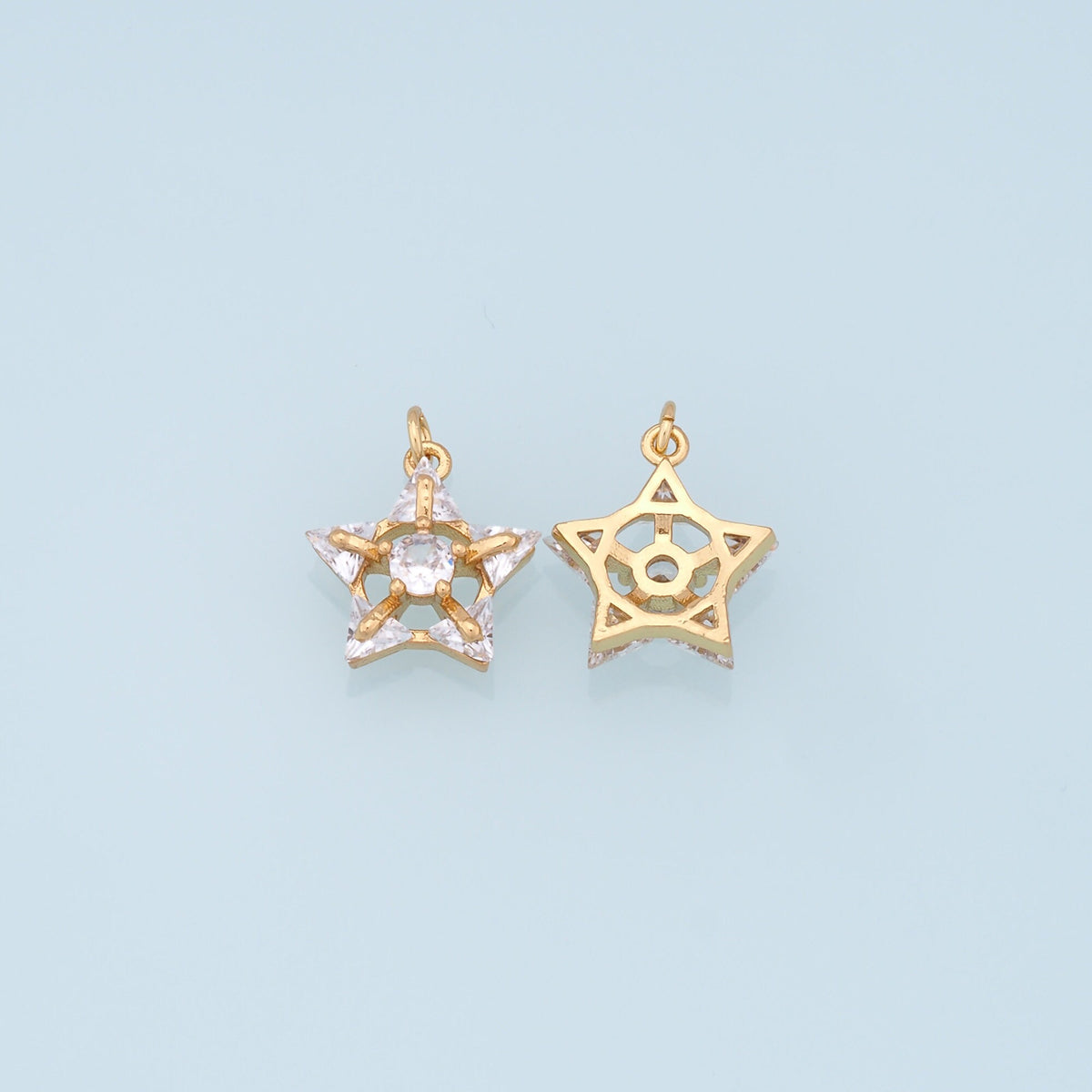 18K Gold Filled Star Pendant,Micro Pave Star Charm Bracelet Necklace for DIY Jewelry Making Supply