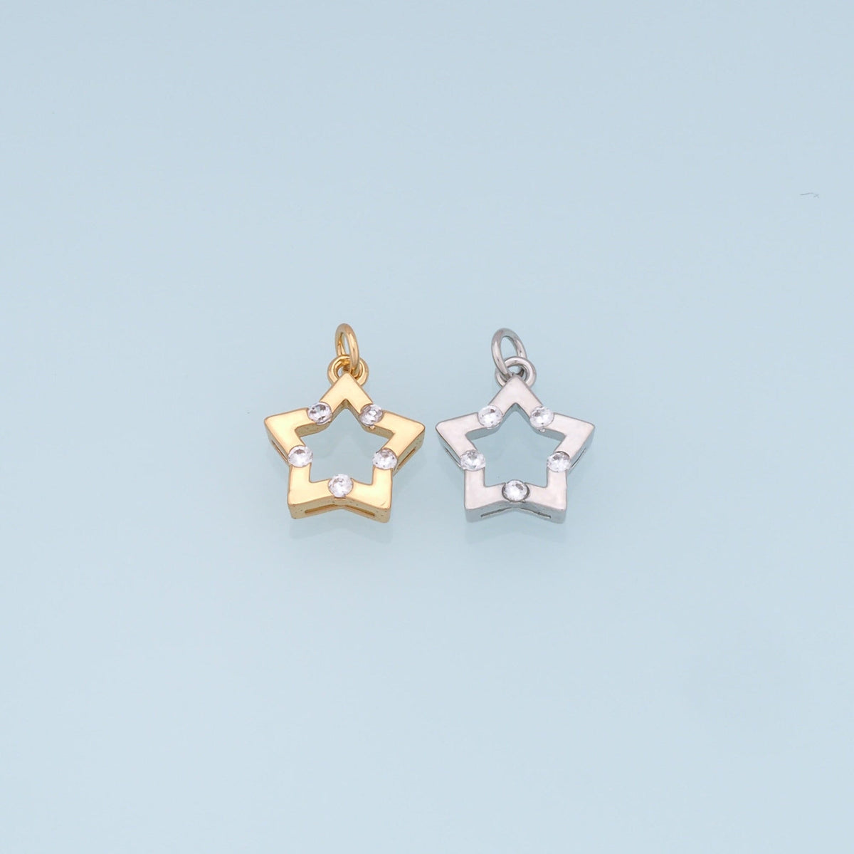 18K Gold Filled Star Pendant,CZ Micro Pave Star Charm Bracelet Necklace for DIY Jewelry Making Supply
