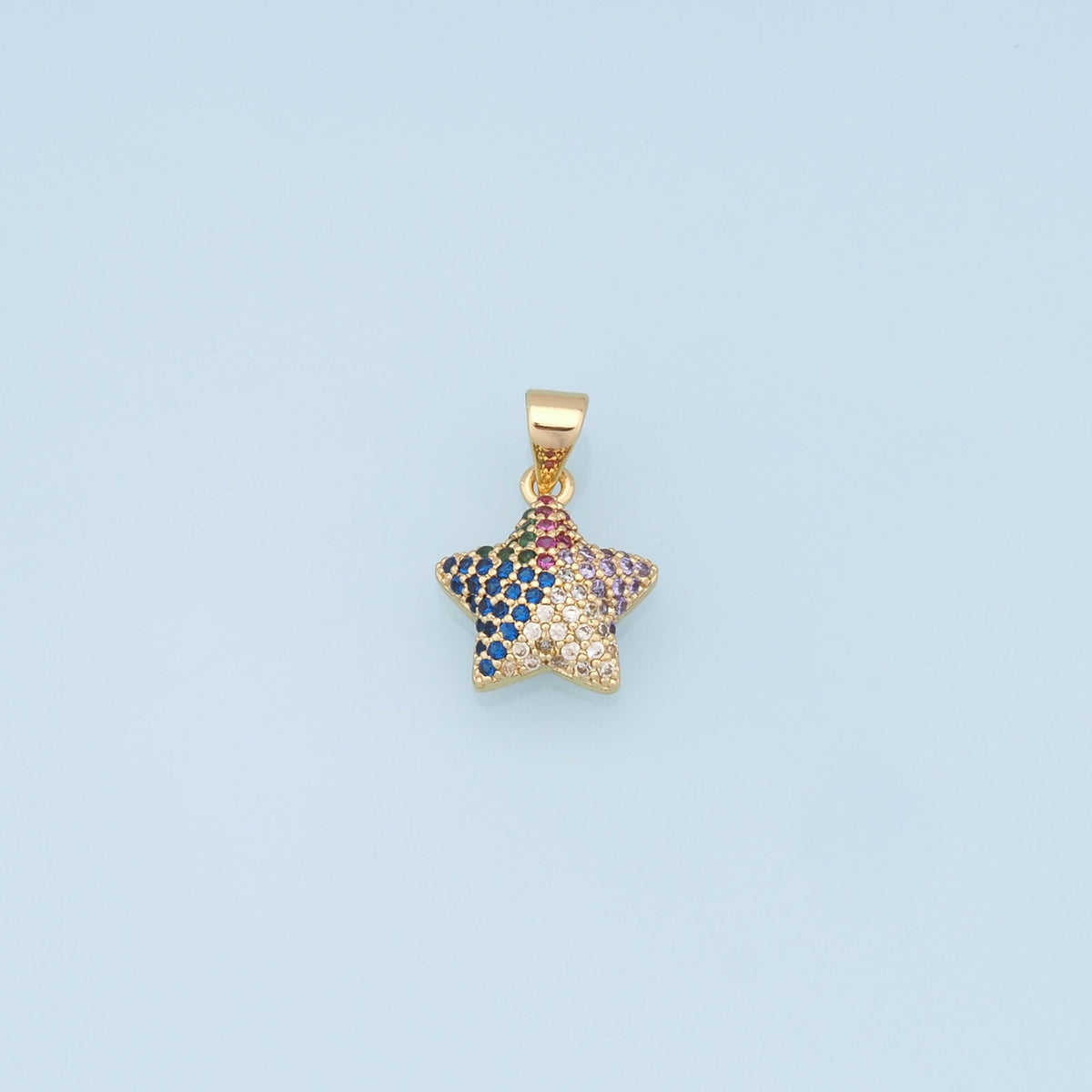 18K Gold Filled Star Pendant,CZ Micro Pave Star Charm Bracelet Necklace for DIY Jewelry Making Supply