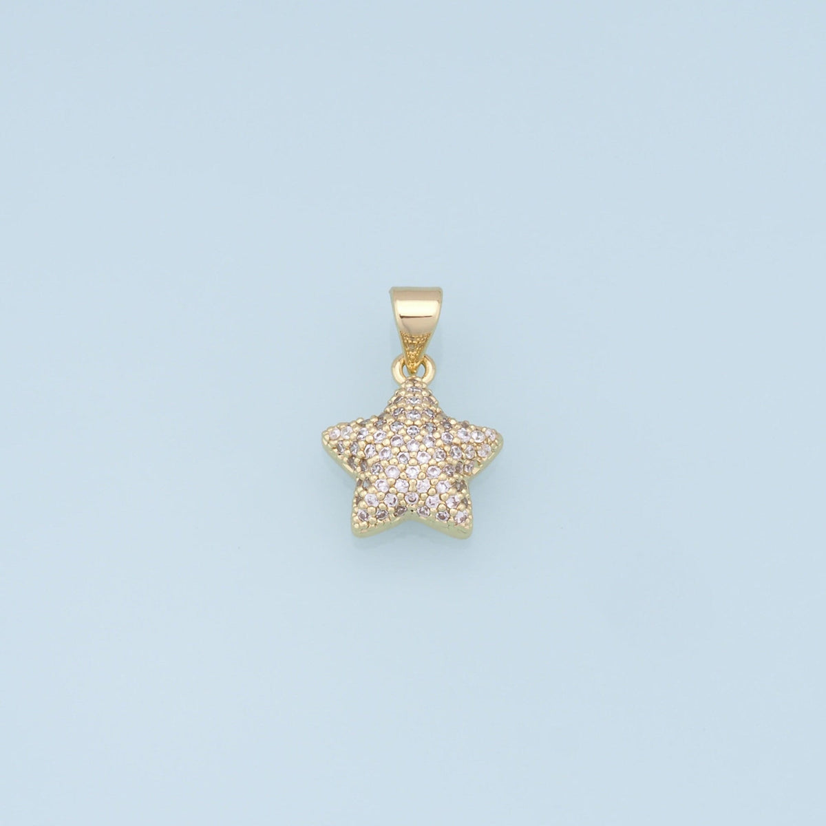 18K Gold Filled Star Pendant,CZ Micro Pave Star Charm Bracelet Necklace for DIY Jewelry Making Supply