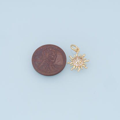 Gold CZ Sun Charms,18K Gold Filled Sun Pendant,celestial  Charm Bracelet Necklace for DIY Jewelry Making Supply