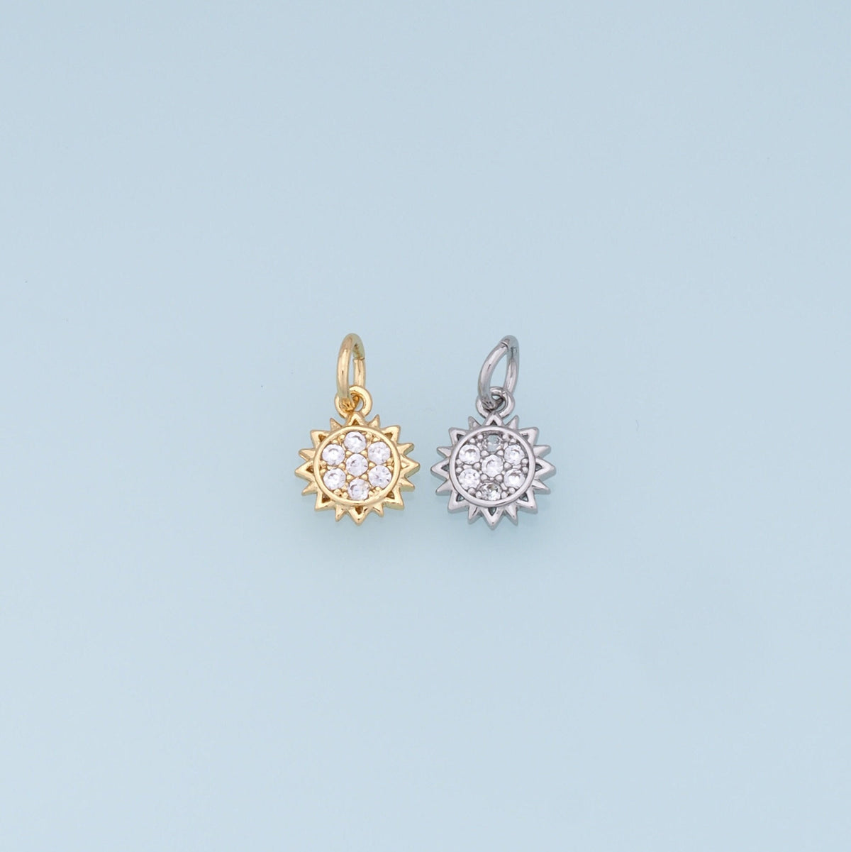 Gold CZ Sun Charms,18K Gold Filled Sun Pendant,celestial  Charm Bracelet Necklace for DIY Jewelry Making Supply