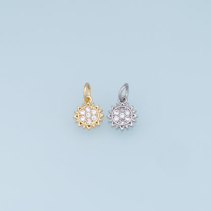 Gold CZ Sun Charms,18K Gold Filled Sun Pendant,celestial  Charm Bracelet Necklace for DIY Jewelry Making Supply
