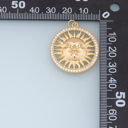 18K Gold Filled Sun CZ Charm Pendant for Jewelry Making