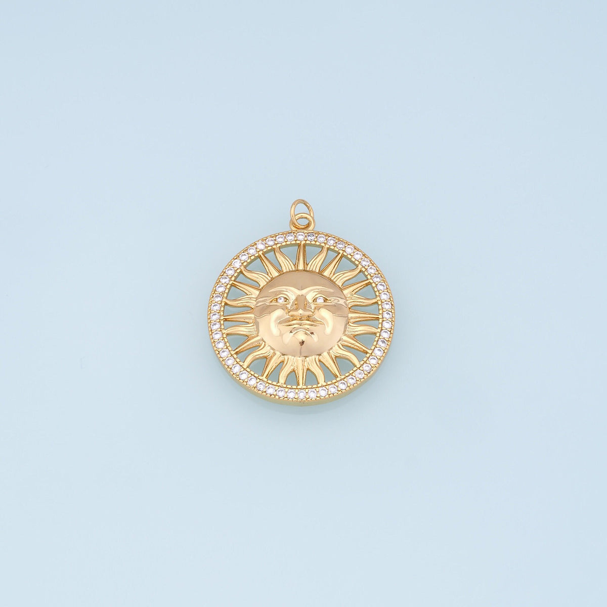 18K Gold Filled Sun CZ Charm Pendant for Jewelry Making