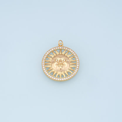 18K Gold Filled Sun CZ Charm Pendant for Jewelry Making