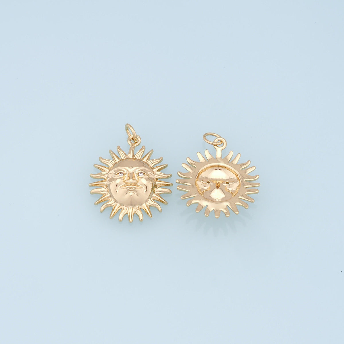 Gold Sun Charms,18K Gold Filled Sun Pendant,celestial  Charm Bracelet Necklace for DIY Jewelry Making Supply