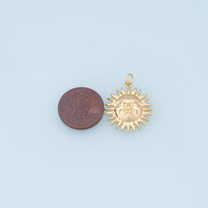 Gold Sun Charms,18K Gold Filled Sun Pendant,celestial  Charm Bracelet Necklace for DIY Jewelry Making Supply
