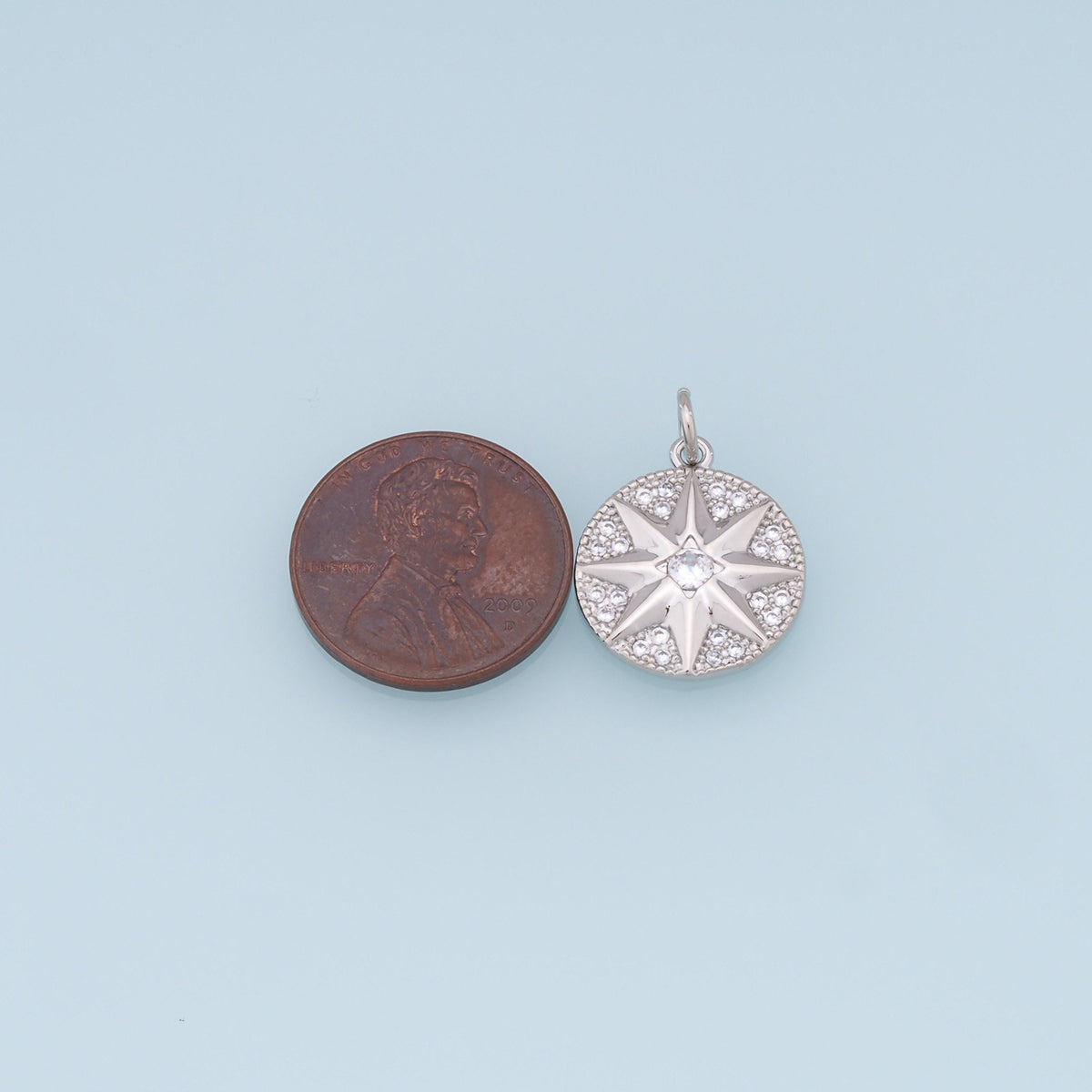 Gold Star Charms,18K Gold Filled Starburst Pendant,CZ North Star Charm Bracelet Necklace for DIY Jewelry Making Supply