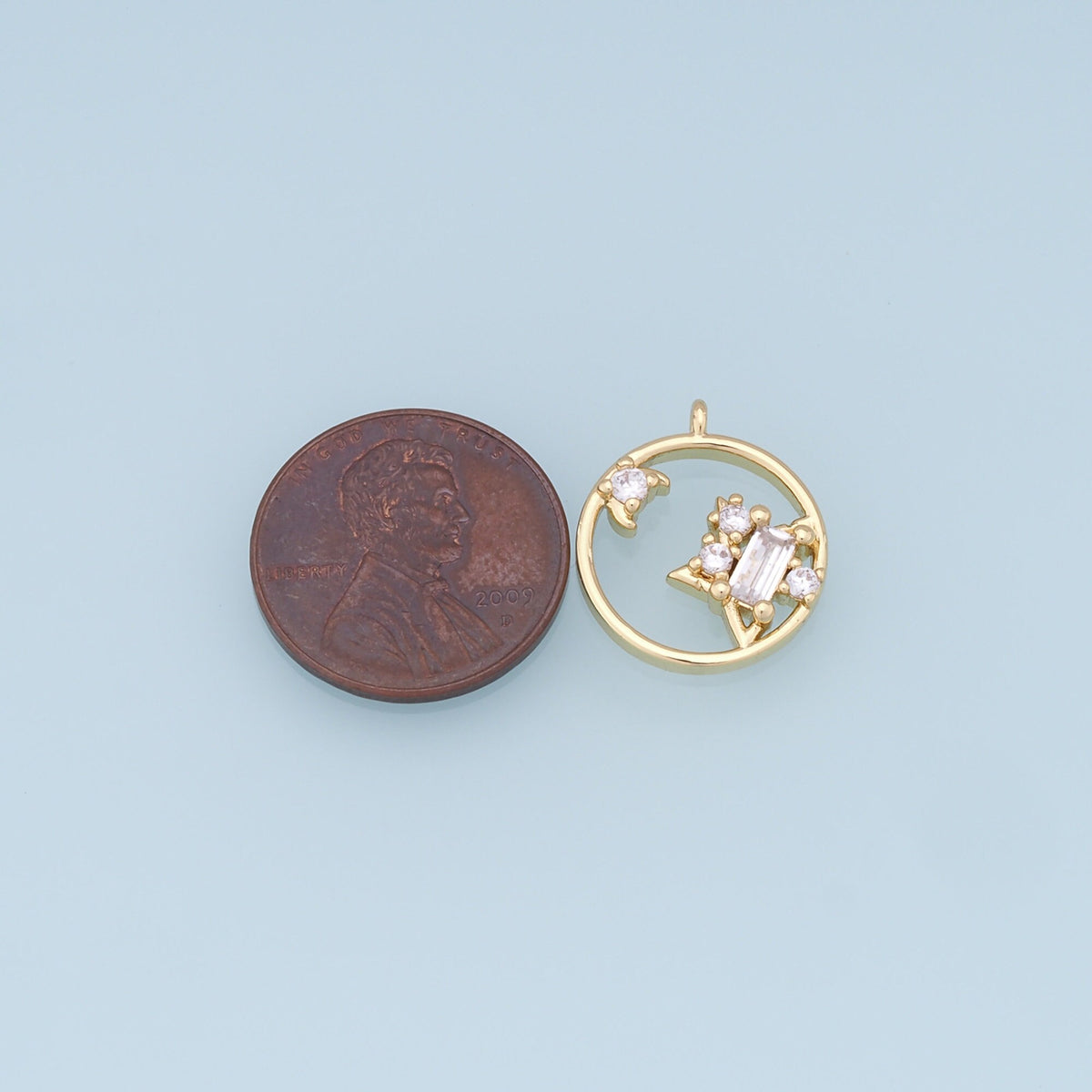 Gold Moon Star Charms,18K Gold Filled CZ Sun Pendant,Celestial Charm Bracelet Necklace for DIY Jewelry Making Supply