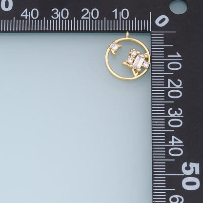 Gold Moon Star Charms,18K Gold Filled CZ Sun Pendant,Celestial Charm Bracelet Necklace for DIY Jewelry Making Supply