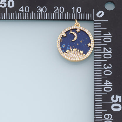 Gold Moon Star Charms,18K Gold Filled CZ Sun Pendant,Celestial Charm Bracelet Necklace for DIY Jewelry Making Supply