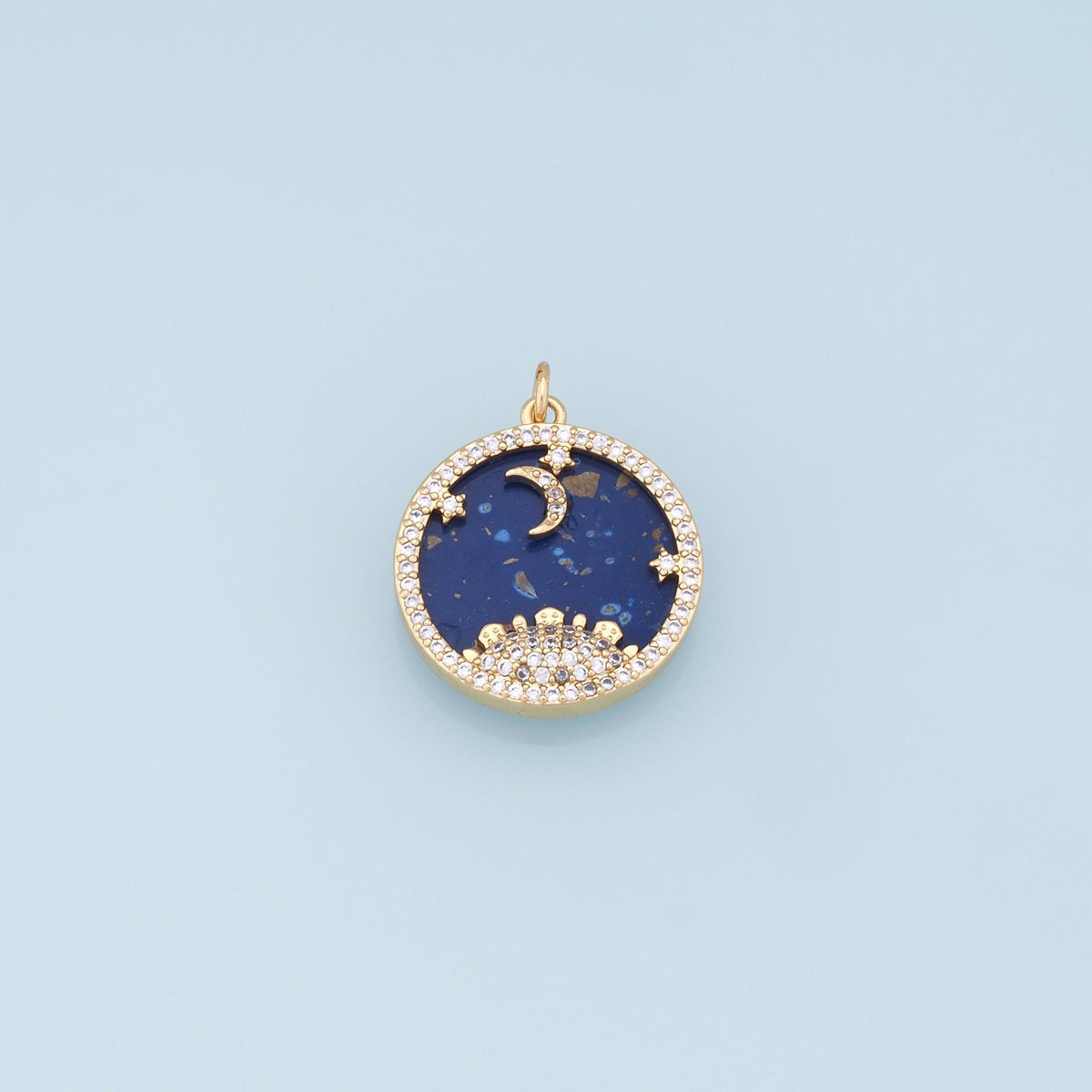 Gold Moon Star Charms,18K Gold Filled CZ Sun Pendant,Celestial Charm Bracelet Necklace for DIY Jewelry Making Supply