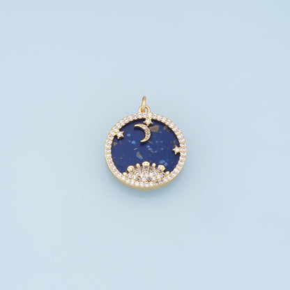 Gold Moon Star Charms,18K Gold Filled CZ Sun Pendant,Celestial Charm Bracelet Necklace for DIY Jewelry Making Supply