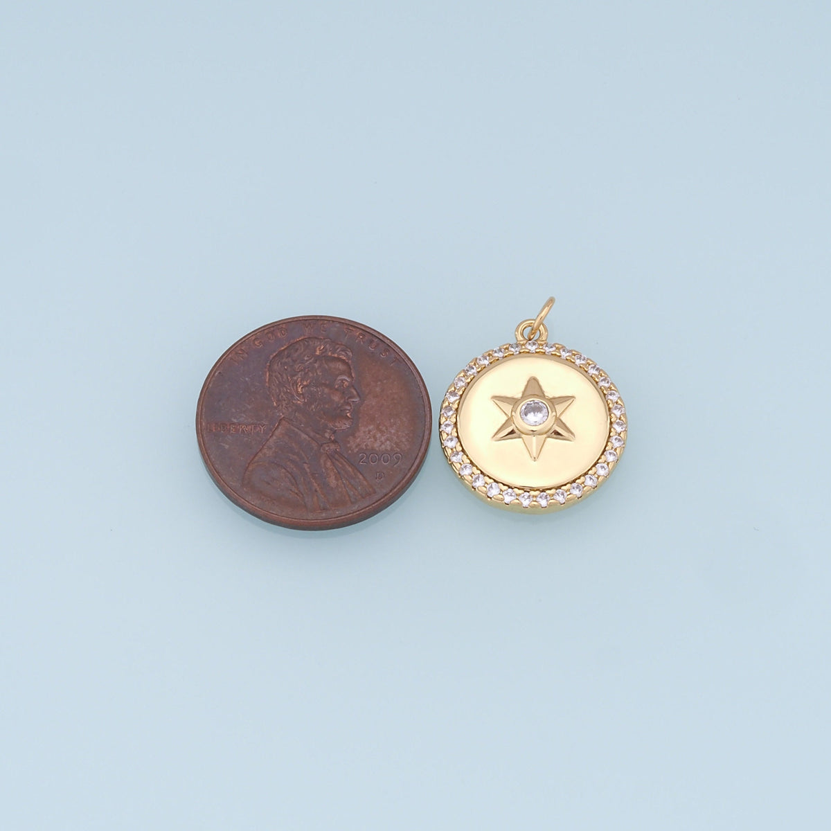 Gold Star Charms,18K Gold Filled Starburst Pendant,CZ North Star Charm Bracelet Necklace for DIY Jewelry Making Supply