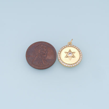 Gold Star Charms,18K Gold Filled Starburst Pendant,CZ North Star Charm Bracelet Necklace for DIY Jewelry Making Supply