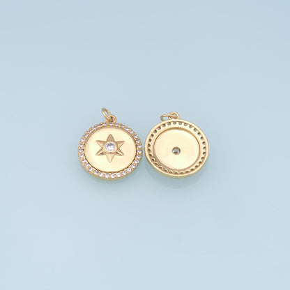 Gold Star Charms,18K Gold Filled Starburst Pendant,CZ North Star Charm Bracelet Necklace for DIY Jewelry Making Supply