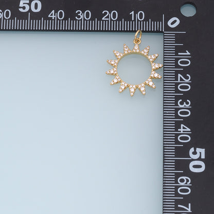 Gold CZ Sun Charms,18K Gold Filled Sun Pendant,celestial  Charm Bracelet Necklace for DIY Jewelry Making Supply
