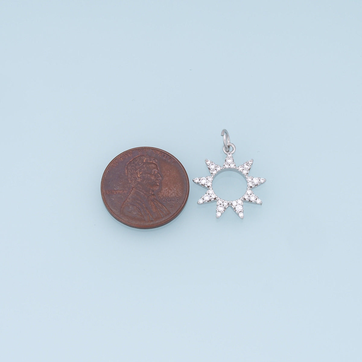 18K Gold Filled Sun CZ Charm Pendant for Jewelry Making
