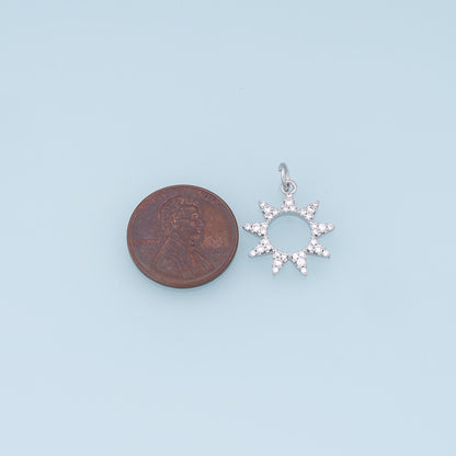 18K Gold Filled Sun CZ Charm Pendant for Jewelry Making