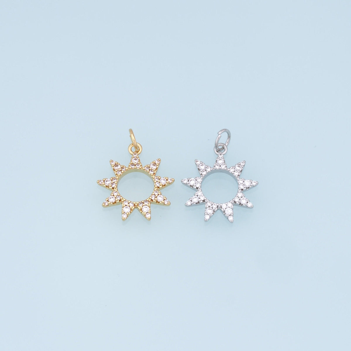18K Gold Filled Sun CZ Charm Pendant for Jewelry Making